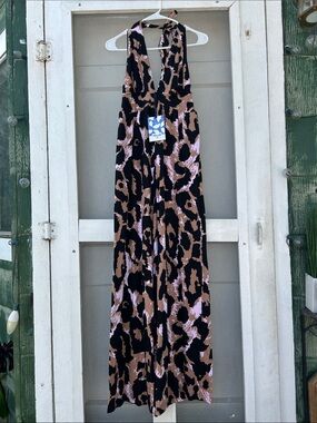 One-Piece Jumpsuit in Black, Brown & Pink